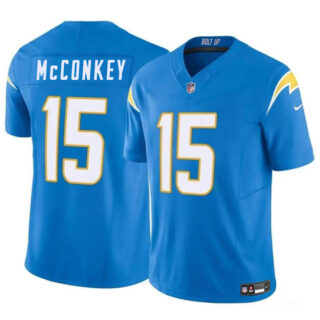 Men's Los Angeles Chargers #15 Ladd McConkey Light Blue 2024 F.U.S.E Draft Vapor Limited Stitched Football Jersey