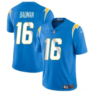 Men's Los Angeles Chargers #16 Casey Bauman Blue 2024 Vapor Limited Stitched Football Jersey
