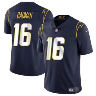 Men's Los Angeles Chargers #16 Casey Bauman Navy 2024 Vapor Limited Stitched Football Jersey