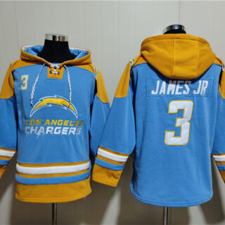 Men's Los Angeles Chargers #3 Derwin James Jr. Blue Ageless Must-Have Lace-Up Pullover Hoodie