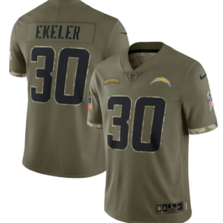 Men's Los Angeles Chargers #30 Austin Ekeler Olive 2022 Salute To Service Limited Stitched Jersey