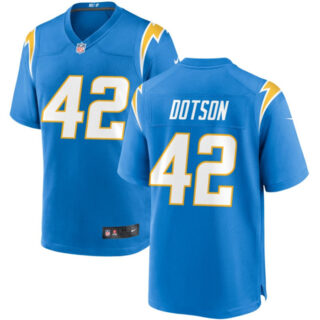 Men's Los Angeles Chargers #42 Elijah Dotson Blue Stitched Game Jersey