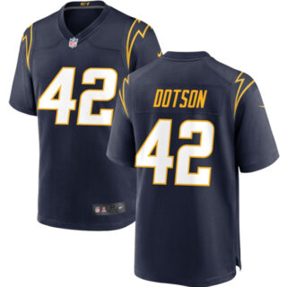 Men's Los Angeles Chargers #42 Elijah Dotson Navy Stitched Game Jersey