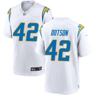 Men's Los Angeles Chargers #42 Elijah Dotson White Stitched Game Jersey