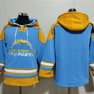 Men's Los Angeles Chargers Blank Blue Ageless Must-Have Lace-Up Pullover Hoodie