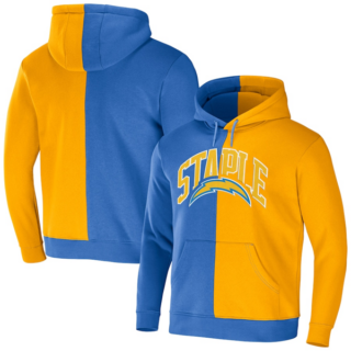 Men's Los Angeles Chargers Blue Gold Split Logo Pullover Hoodie