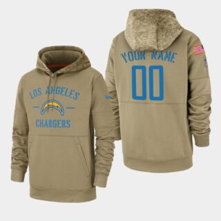 Men's Los Angeles Chargers Custom 2019 Salute to Service Sideline Therma Pullover Hoodie - Tan