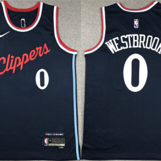 Men's Los Angeles Clippers #0 Russell Westbrook Navy Stitched Jersey