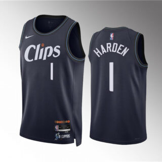 Men's Los Angeles Clippers #1 James Harden Navy 2023 24 City Edition Stitched Jersey