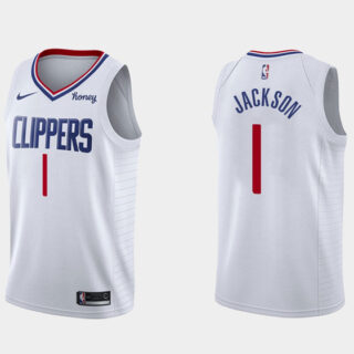 Men's Los Angeles Clippers #1 Reggie Jackson White Association Edition Stitched Basketball Jersey