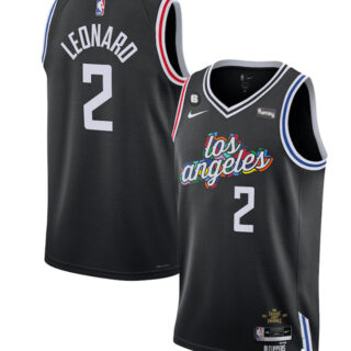 Men's Los Angeles Clippers #2 Kawhi Leonard Black 2022 23 City Edition With NO.6 Patch Stitched Jersey