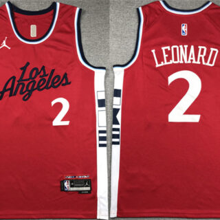 Men's Los Angeles Clippers #2 Kawhi Leonard Red Stitched Jersey