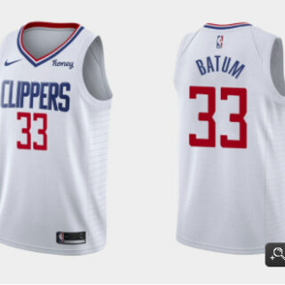 Men's Los Angeles Clippers #33 Nicolas Batum White Association Edition Stitched Basketball Jersey