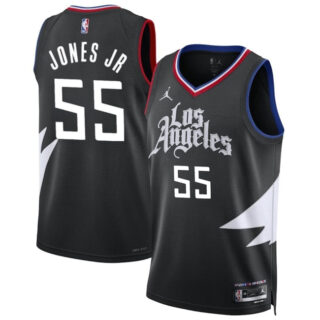 Men's Los Angeles Clippers #55 Derrick Jones Jr Black Statement Edition Stitched Jersey