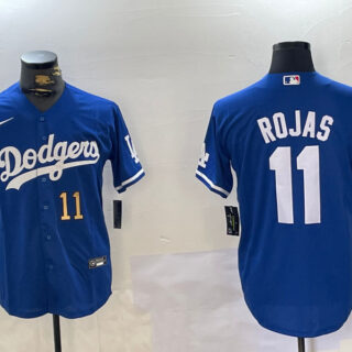 Men's Los Angeles Dodgers #11 Miguel Rojas Royal Cool Base Stitched Baseball Jerseys