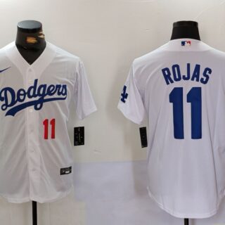 Men's Los Angeles Dodgers #11 Miguel Rojas White Cool Base Stitched Baseball Jerseys