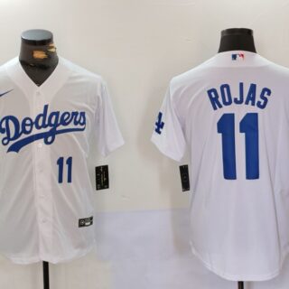 Men's Los Angeles Dodgers #11 Miguel Rojas White Cool Base Stitched Baseball Jerseys