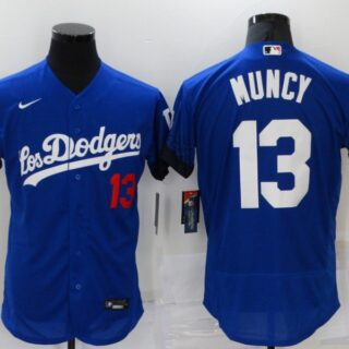 Men's Los Angeles Dodgers #13 Max Muncy Blue 2021 City Connect Flex Base Stitched Jersey