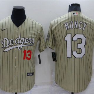 Men's Los Angeles Dodgers #13 Max Muncy Cream Throwback Stitched Baseball Jersey