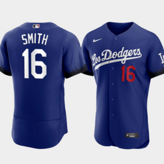 Men's Los Angeles Dodgers #16 Will Smith 2021 Royal City Connect Flex Base Stitched Baseball Jersey