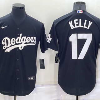 Men's Los Angeles Dodgers #17 Joe Kelly Black Cool Base Stitched Baseball Jersey