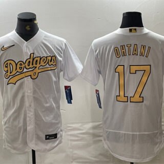 Men's Los Angeles Dodgers #17 Shohei Ohtani 2022 All-Star White Flex Base Stitched Baseball Jersey