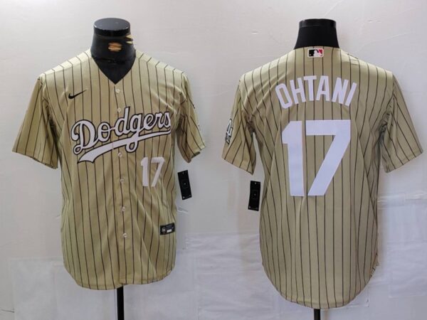 Men's Los Angeles Dodgers #17 Shohei Ohtani Cream Cool Base Stitched Jerseys