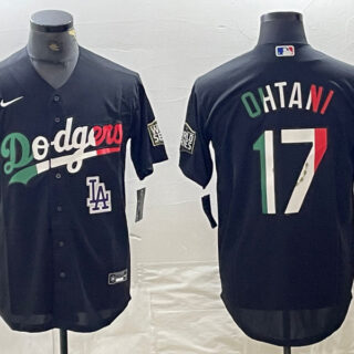 Men's Los Angeles Dodgers #17 Shohei Ohtani Mexico Black Cool Base Stitched Baseball Jersey
