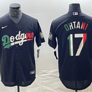 Men's Los Angeles Dodgers #17 Shohei Ohtani Mexico Black Cool Base Stitched Baseball Jerseys