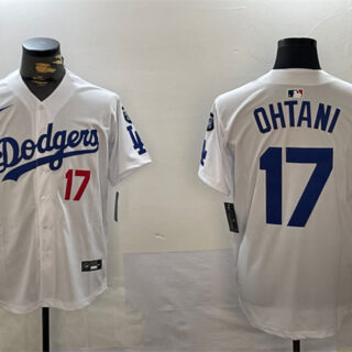 Men's Los Angeles Dodgers #17 Shohei Ohtani White 2024 World Series Champions With Fernando Memorial Patch Home Limited Stitched Baseball Jersey