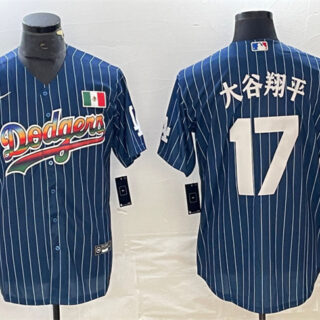 Men's Los Angeles Dodgers #17 u5927u8c37u7fd4u5e73 Navy Cool Base With Patch Stitched Baseball Jerseys 1