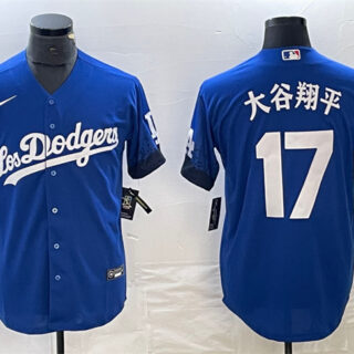 Men's Los Angeles Dodgers #17 u5927u8c37u7fd4u5e73 Royal City Connect Cool Base With Patch Stitched Baseball Jersey