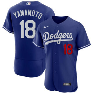 Men's Los Angeles Dodgers #18 Yoshinobu Yamamoto Royal 2023 Flex Base Stitched Baseball Jersey
