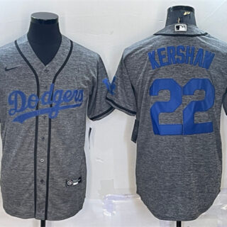 Men's Los Angeles Dodgers #22 Clayton Kershaw Grey Cool Base Stitched Jersey