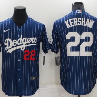 Men's Los Angeles Dodgers #22 Clayton Kershaw Navy Cool Base Stitched Jersey