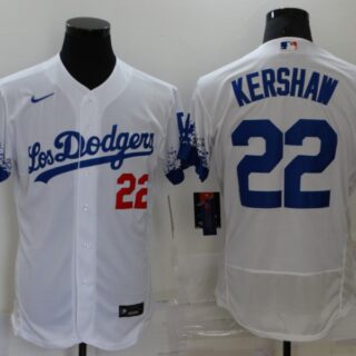 Men's Los Angeles Dodgers #22 Clayton Kershaw White 2021 City Connect Flex Base Stitched Jersey