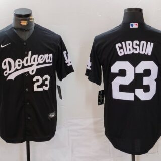 Men's Los Angeles Dodgers #23 Kirk Gibson Black Cool Base Stitched Baseball Jerseys