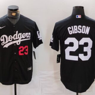 Men's Los Angeles Dodgers #23 Kirk Gibson Black Cool Base Stitched Baseball Jerseys