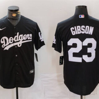 Men's Los Angeles Dodgers #23 Kirk Gibson Black Cool Base Stitched Baseball Jersey