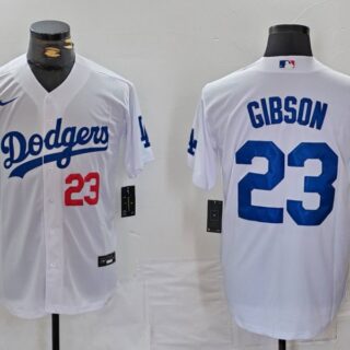 Men's Los Angeles Dodgers #23 Kirk Gibson White Cool Base Stitched Baseball Jerseys
