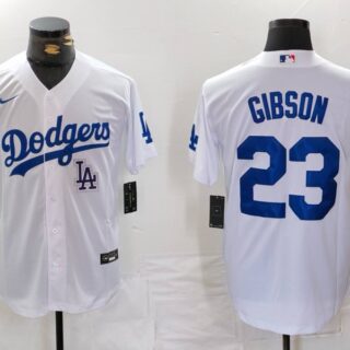 Men's Los Angeles Dodgers #23 Kirk Gibson White Cool Base Stitched Baseball Jerseys