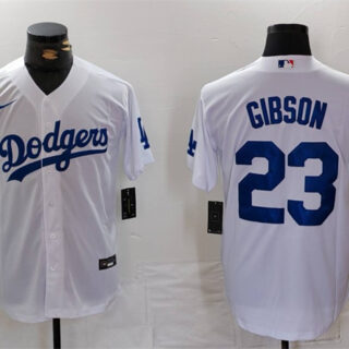 Men's Los Angeles Dodgers #23 Kirk Gibson White Cool Base Stitched Baseball Jersey