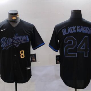 Men's Los Angeles Dodgers #24 'Black Mamba' Black Cool Base Stitched Baseball Jerseys