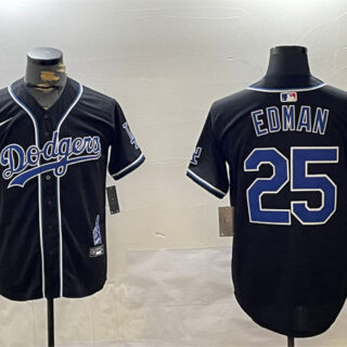 Men's Los Angeles Dodgers #25 Tommy Edman Black 2024 World Series Champions Limited Stitched Baseball Jersey