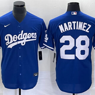 Men's Los Angeles Dodgers #28 J.D. Martinez Blue Cool Base Stitched Baseball Jersey