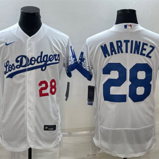 Men's Los Angeles Dodgers #28 J.D. Martinez White City Connect Flex Base Stitched Baseball Jersey