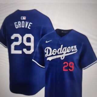 Men's Los Angeles Dodgers #29 Michael Grove Blue Stitched Baseball Jersey