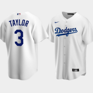 Men's Los Angeles Dodgers #3 Chris Taylor White Cool Base Stitched Baseball Jersey