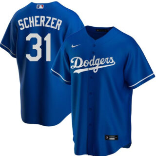 Men's Los Angeles Dodgers #31 Max Scherzer Royal Alternate Cool Base Jersey