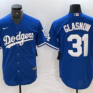 Men's Los Angeles Dodgers #31 Tyler Glasnow Blue Cool Base Stitched Baseball Jersey